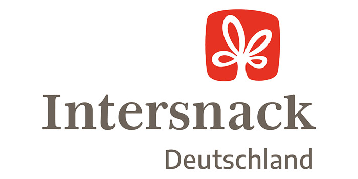 Intersnack Deutschland Logo mit rotem Symbol und brauner Schrift