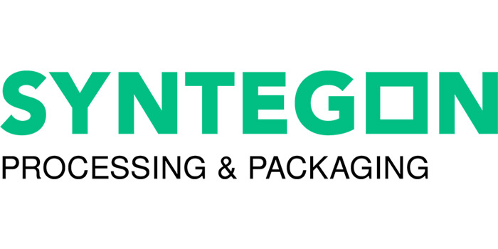 Syntegon Logo in grüner Schrift mit Untertitel Processing & Packaging